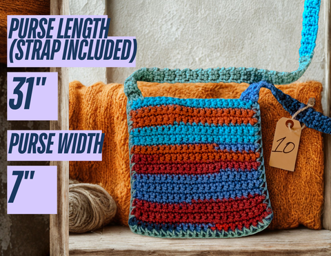 Orange & Blue Multi Colored Crocheted Bag #10