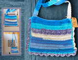 Various Blues & White Crocheted Bag #15