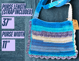 Various Blues & White Crocheted Bag #15