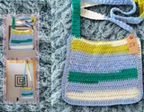 Blue Yellow & White Multi colored Crocheted Bag #18
