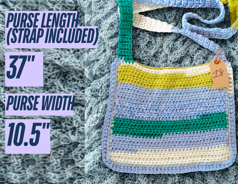 Blue Yellow & White Multi colored Crocheted Bag #18