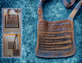 Blue Brown Tan Multi Color Crocheted Bag #4