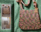 Pink Green Multi Color Crocheted Bag #7