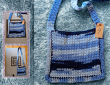 Dark & Light Blue Crocheted Bag #9