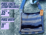 Dark & Light Blue Crocheted Bag #9
