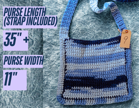 Dark & Light Blue Crocheted Bag #9